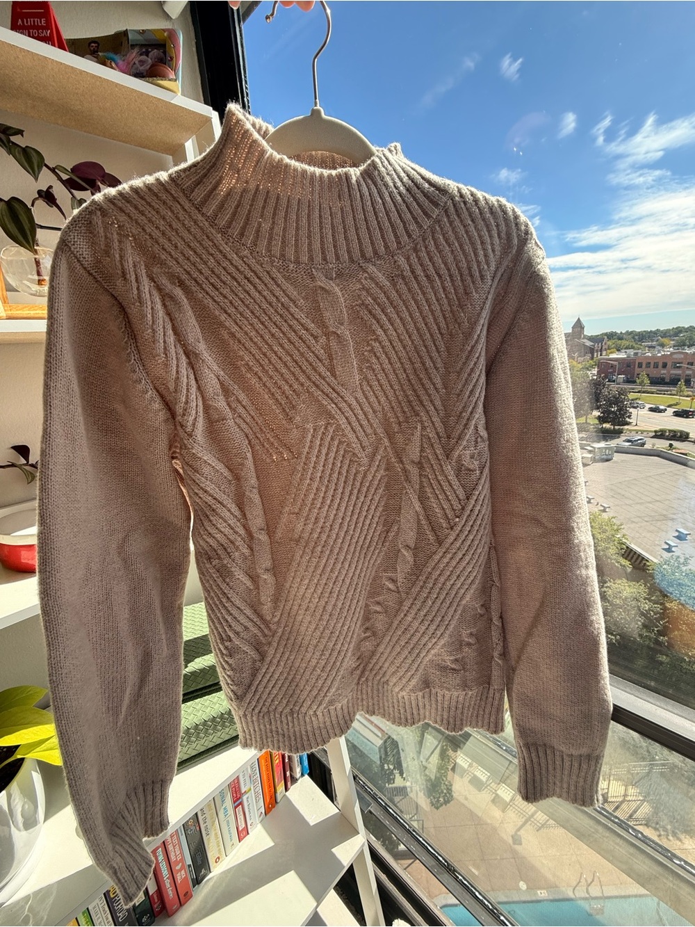 SHEIN Cream Cable Knit Turtleneck Sweater